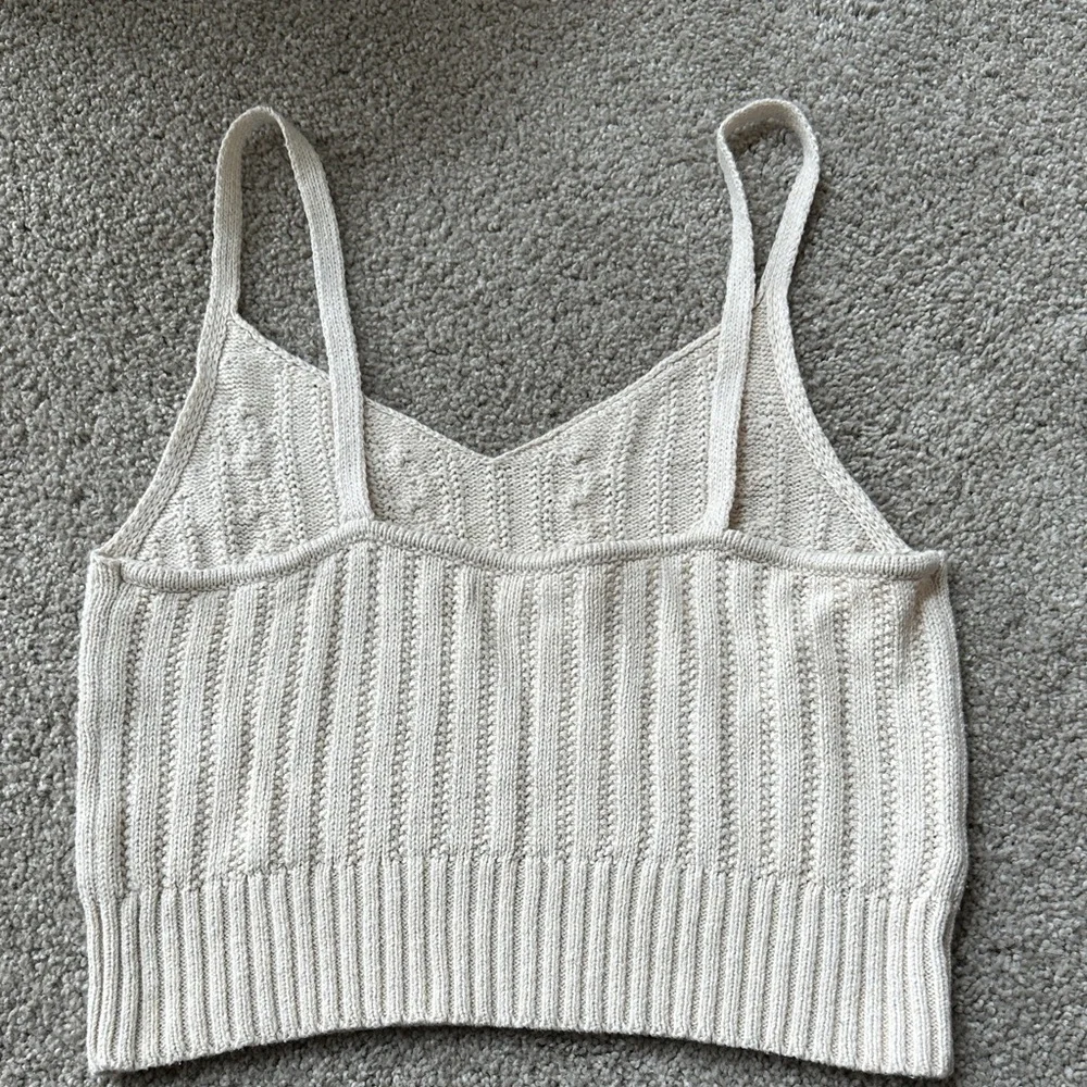 American Eagle Outfitters Cream Cable-Knit Cropped Tank - Picture 3 of 3